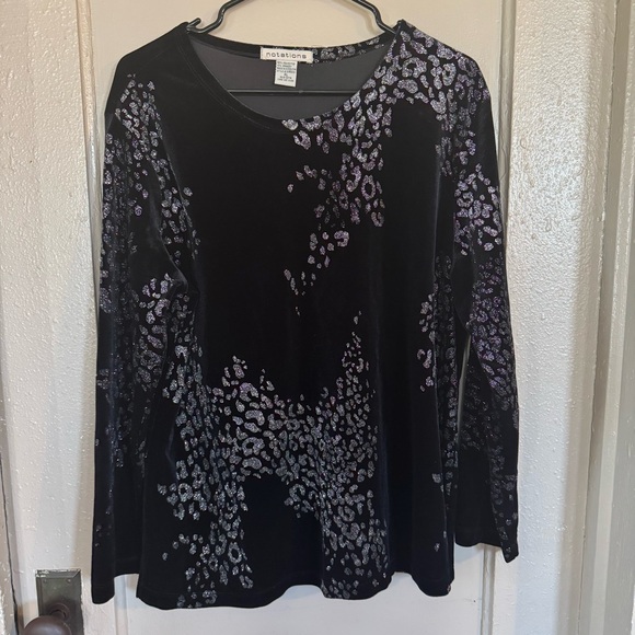 Notations Elegant Black Blouse Women’s XL Glitter Gothcore - Picture 8 of 8